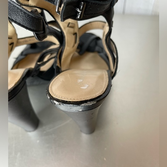 Calvin Klein Black Strappy Heels Leather Open Toe Size 9 - Picture 5 of 7